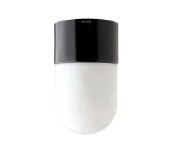 Applique murale, Light.005, avec Glass010, noir, verre opalin, H15cm Ø8,5cm - Zangra