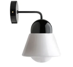 Applique murale, Light.039, avec glass019, noir, Ø17cm, H29cm - Zangra