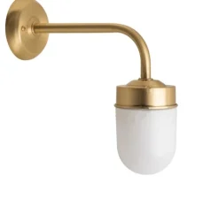 Applique murale, Light.O.101, avec Glass018, laiton, verre opalin, IP43, L10cm, H27,5cm - Zangra