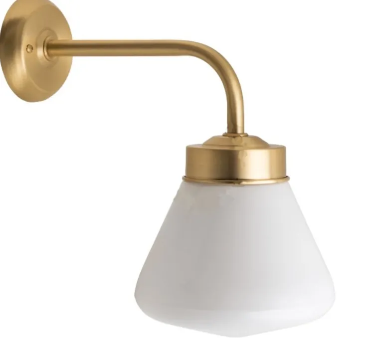 Applique murale, Light.o.101, avec Glass023, laiton, verre opalin, IP43, L10cm, H32,5cm - Zangra