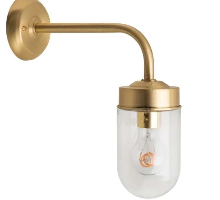 Applique murale, Light.o.101, avec glass004, Laiton, transparent, IP43, L10cm, H30,5cm - Zangra