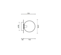 Applique murale, Liila 1 medium, or, transparent, IP44, Ø16,5cm, H17cm - Nuura