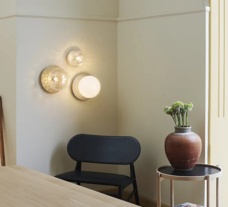 Applique murale, Liila 1 medium, argent, transparent, IP44, Ø16,5cm, H17cm - Nuura