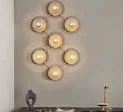 Applique murale, Liila 7, or, verre transparent, L94,3cm, H55,4cm - Nuura