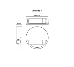 Applique murale, liseuse, Ledtube R gauche, aluminium, avec grille, LED, 2700k, 115,5lm, H13,2cm - Marset