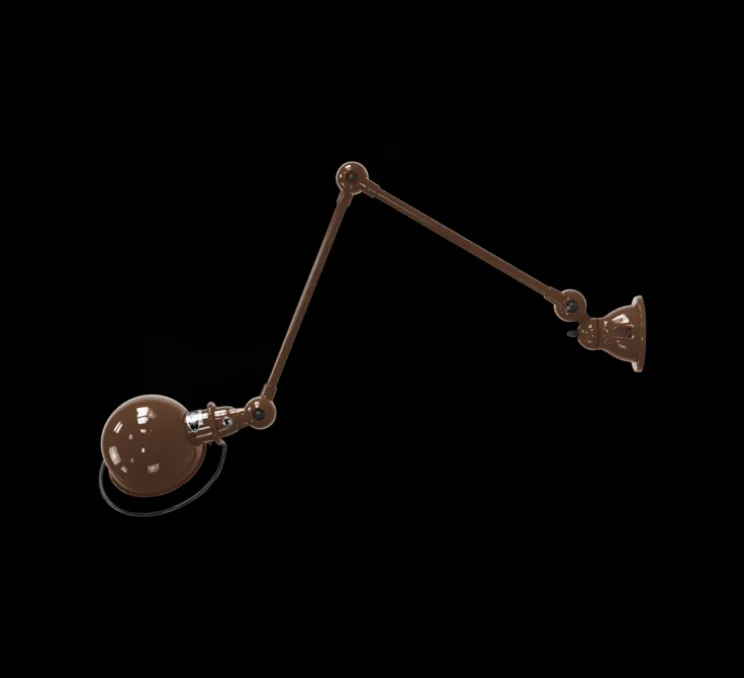 Applique murale, Loft 2 bras, D4401, chocolat, brillant, Ø15cm, L80cm - Jieldé