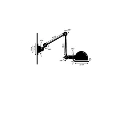 Applique murale, Loft 2 bras, D4401, bleu clair, brillant, Ø15cm, L80cm - Jieldé