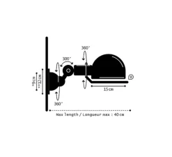 Applique murale, Loft D1000, bourgogne, Ø15cm, P40cm - Jieldé