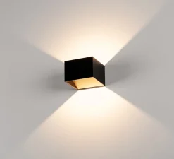 Applique murale, Logs In, noir et laiton, LED, 3000K, 390lm, L10cm, H7cm - SLV