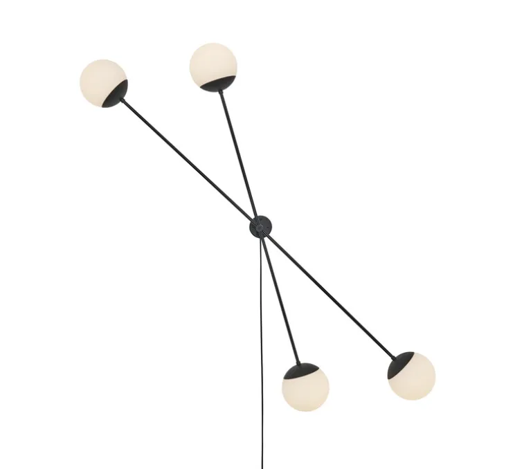 Applique murale, Lord X, noir, opal, Ø25cm, H200cm - Rubn