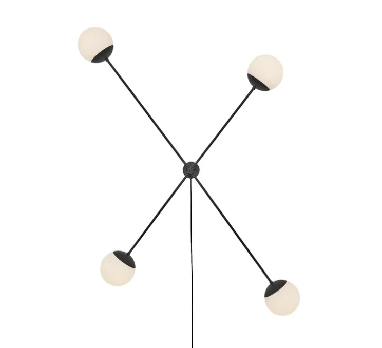 Applique murale, Lord X, noir, opal, Ø25cm, H200cm - Rubn