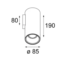 Applique murale, Lotis Tubed, blanc, noir, Ø9cm - Modular