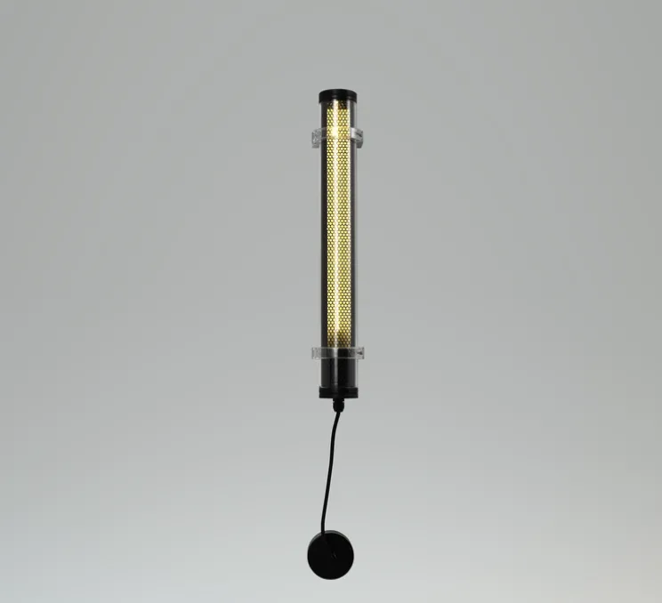 Applique murale, Lukas, nid d'abeille noir, IP65, Ø7,2cm, H56,2cm - Elements lighting