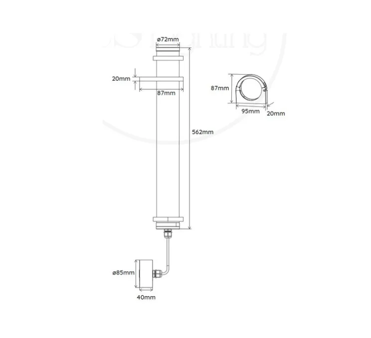 Applique murale, Lukas, nid d'abeille noir, IP65, Ø7,2cm, H56,2cm - Elements lighting