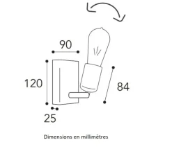 Applique murale, Lumen 3094, laiton vieilli, L9cm, H12cm - Moretti Luce