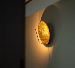 Applique murale, Luna, Or, tige en cuivre, LED, 2700K, 298 lm, Ø30cm, H30cm - Catellani & Smith