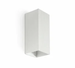 Applique murale, Lune 2L, cannelée, blanc, L8cm, H15,5cm - Faro