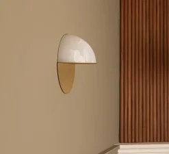 Applique murale, Luno, albâtre, laiton, L27cm, H27cm - Simone & Marcel