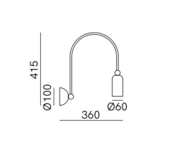 Applique murale, Madame 288.10.ME, marron morocco et graphène, L6cm, H41,5cm - Il Fanale
