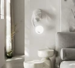 Applique murale, Maoo, blanc mat, verre givré, L15cm, H30cm - Karman