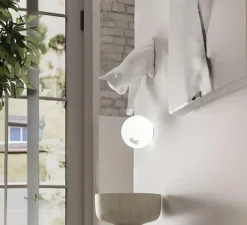 Applique murale, Maoo, blanc mat, verre givré, L15cm, H30cm - Karman