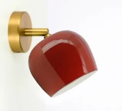 Applique murale, Marcel, abat-jour rouge, bras laiton, Ø12cm, H10cm - Nexel