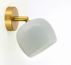 Applique murale, Marcel, abat-jour blanc, bras laiton, Ø12cm, H10cm - Nexel