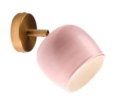 Applique murale, Marcel, abat-jour rose, bras cuivre, Ø12cm, H10cm - Nexel