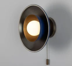 Applique murale, Marrakesh avec chaîne de traction, laiton antique, bleu saphir, Ø25cm, H25cm - Mullan Lighting