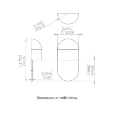 Applique murale, Martel 300, Travertin, Bronze patiné gris foncé, IP44, LED, dim, 2700K, 700 lm, L15cm, H30cm - Entrelacs