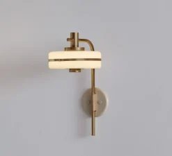 Applique murale, Masina 200, laiton antique et base dove, L20cm, H39,3cm - bert frank