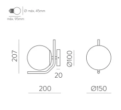 Applique murale, Maui, or, IP44, L15cm, H20,7cm - ACB