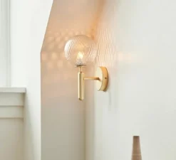 Applique murale, Miira, globe transparent, laiton, L14cm, H28,5cm - Nuura