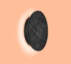 Applique murale, MILES 2.0 round, noir marbré, LED, 3000K, 430lm, Ø19cm, P3,7cm - Wever&Ducré
