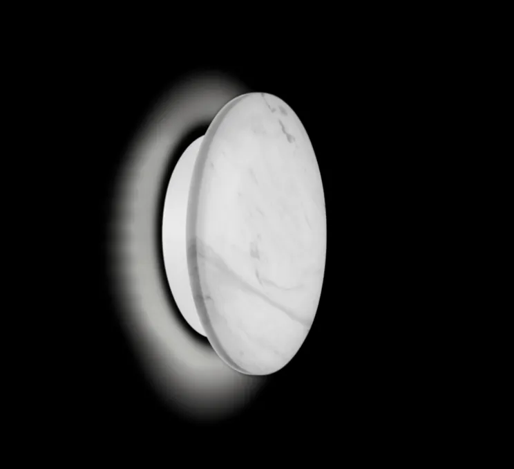Applique murale, MILES 2.0 round, blanc marbré, LED, 3000K, 430lm, Ø19cm, P3,7cm - Wever&Ducré