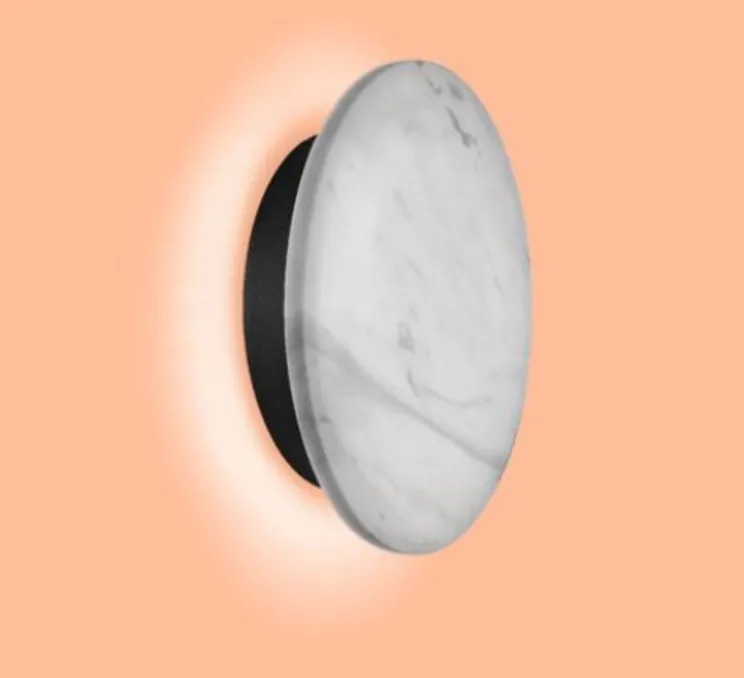 Applique murale, MILES 2.0 round, blanc marbré, LED, 3000K, 430lm, Ø19cm, P3,7cm - Wever&Ducré