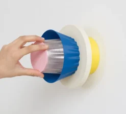 Applique murale, Mina S, bleu, blanc, jaune, Ø17cm, H17cm - Warren & Laetitia