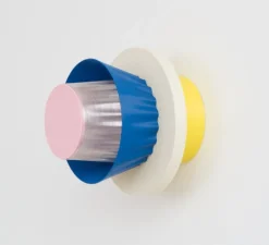 Applique murale, Mina S, bleu, blanc, jaune, Ø17cm, H17cm - Warren & Laetitia