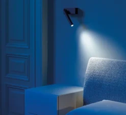 Applique murale, Mira, noir mat, LED, 2700K, 352lm, L16,5cm, H18,3cm - Davide Groppi