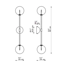 Applique murale, Miron , laiton brossé, L15cm, H75cm - Schwung