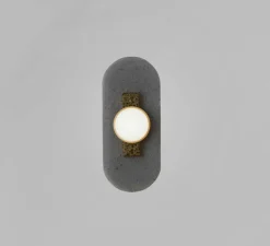 Applique murale, Modulo single, verre fumé, laiton satiné, LED, dim, 2700K, lm, L12cm, H28cm - CTO lighting