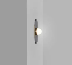 Applique murale, Modulo single, verre fumé, laiton satiné, LED, dim, 2700K, lm, L12cm, H28cm - CTO lighting