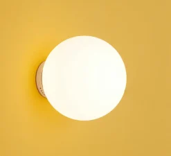 Applique murale, Moon A1, or satiné, blanc, Ø30cm, H30cm - Luxcambra