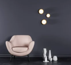 Applique murale, MUSE, laiton, noir, Ø20cm, P17m, IP40 - Tooy