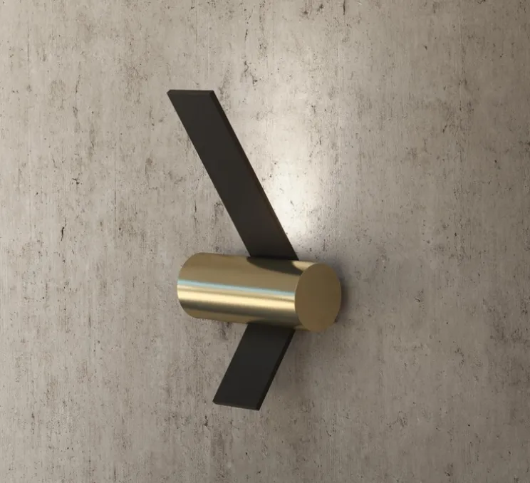 Applique murale, Nastro 563.41, noir texturé, laiton brossé, IP40, LED, dim, 2700K, 1700 lm, L22cm, H50cm - Tooy