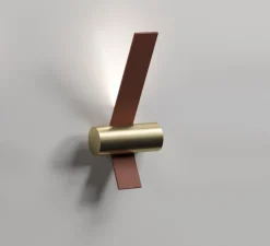 Applique murale, Nastro 563.41, terracotta, laiton brossé, IP40, LED, dim, 2700K, 1700 lm, L22cm, H50cm - Tooy