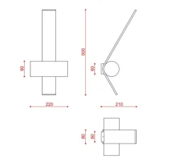 Applique murale, Nastro 563.41, terracotta, béton , IP40, LED, dim, 2700K, 1700 lm, L22cm, H50cm - Tooy