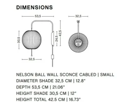 Applique murale, Nelson Ball wall sconce S, avec câble, blanc cassé, L32,5cm, H42,5cm - HAY