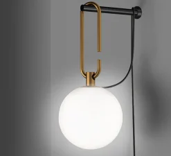 Applique murale, NH, blanc, laiton, noir, L14cm, H32,6cm - Artemide