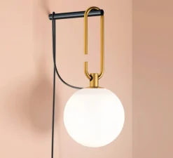 Applique murale, NH, blanc, laiton, noir, L14cm, H32,6cm - Artemide